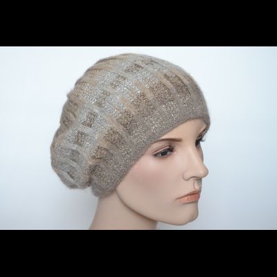 Ореховый женский берет из мохера и альпака Vizio Италия 6916