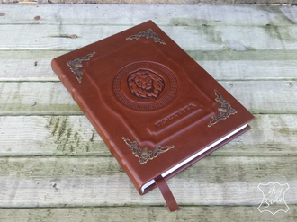 блокнот из телячьей кожи с тиснением, подарок руководителю, кожаный ежедневник, ежедневник на заказ