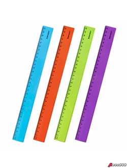 Линейка пластиковая 30 см BRAUBERG «FRUITY», тонированная, ассорти. 210767