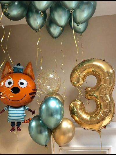 Сет "Коржик хром" (16 шариков + 1 цифра)