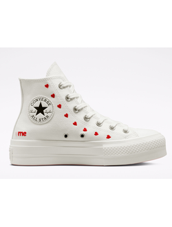 Converse Chuck Taylor Lift Valentines Day белые высокие с сердечками A01599C