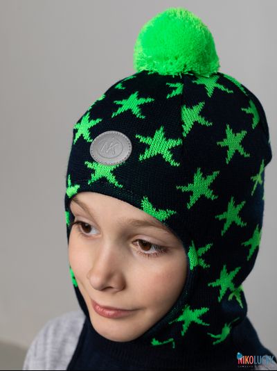 Шапка-шлем 20202-08, цвет темно-синий, салатовый, р. 48-50