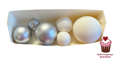 Набор шаров из шоколадной глазури Серебро/Белый, 6 шт.