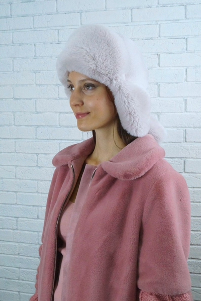 Ушанка "Норд" цвет жемчуг + жемчуг