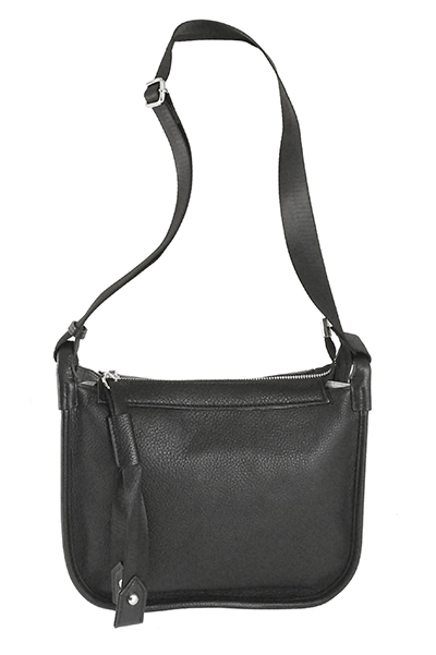 (АРТИКУЛ: 8695/1/81) СУМКА ЖЕНСКАЯ НЕБОЛЬШАЯ, НАТУРАЛЬНАЯ КОЖА, ЧЕРНАЯ,  С ТЕКСТИЛЬНЫМ РЕМНЕМ ЧЕРЕЗ ПЛЕЧО