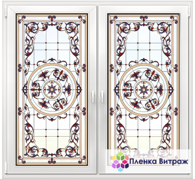 Витражная пленка, витражная пленка самоклеющаяся, пленочный витраж с классическим рисунком