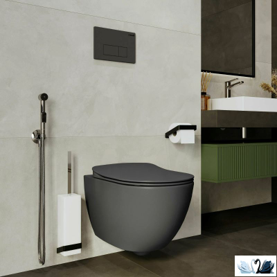 Унитаз Creavit Free FE322-11AM00E-0000 с сиденьем микролифт, Antrasit, подвесной безободковый, графит, матовый