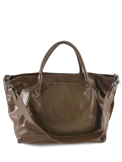 (АРТИКУЛ: 9684/1) СУМКА ЖЕНСКАЯ, БОЛЬШАЯ, НАТУРАЛЬНАЯ ГЛЯНЦЕВАЯ КОЖА, СВЕТЛО-КОРИЧНЕВАЯ С КАПЕРСОВЫМ ОТТЕНКОМ, С ШИРОКИМ ПЛЕЧЕВЫМ РЕМНЕМ