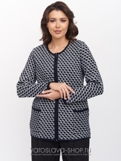 Женский вязаный жакет полуприлегающего силуэта