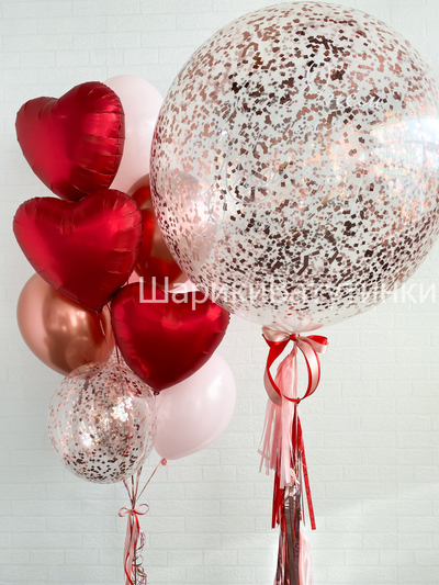 Шар гигант с конфетти и надписью 60см