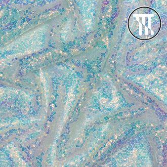 Перламутровые пайетки на сетке "Россыпь", цв. Мятно-голубой