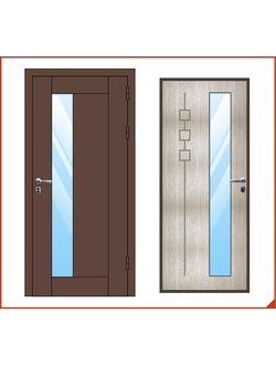 входная дверь. профильная конструкция со стеклопакетом. внутренняя накладка: фрезерованная мдф под плёнкой пвх.