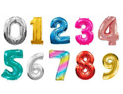 Фольгированная цифра 100 см, серебро, золото, синяя, фуксия, бирюзовая, розовое золото, красная, радужная, кремовая, розовая