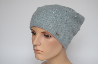 Голубая шапка женская с украшениями Vizio Италия 6161 CL