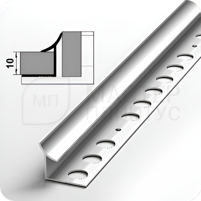 Алюминиевый внутренний профиль для плитки и керамогранита Лука ПК 06 серебро