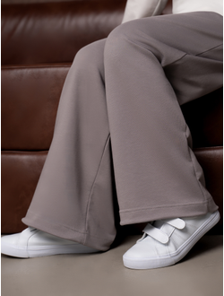 Брюки палаццо с утяжками (серый)