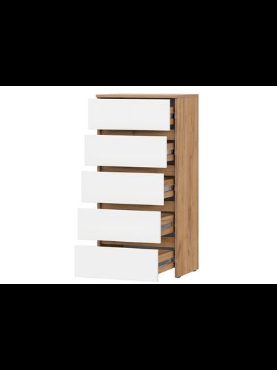 Некст комод 5 ящиков Дуб Золотой / Белая шагрень