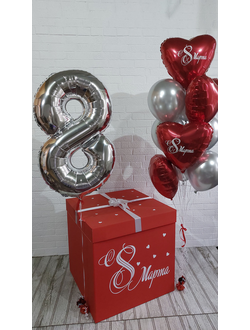 Коробка с шарами "с 8 Марта" (11 шариков)