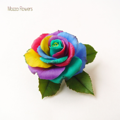 Брошь-заколка "Радужная роза".