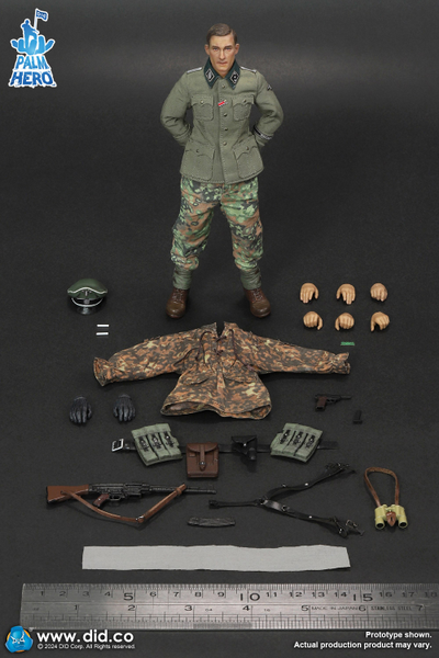 Немецкий лейтенант - Коллекционная ФИГУРКА 1/12 Palm Hero Series WWII German 12th Panzer Division Infantry Lieutenant – Rainer (XD80024) - DID