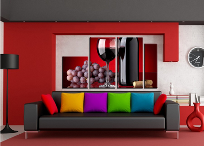 Модульная картина "Вино и виноград"