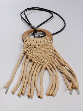 Подвеска Бохо макраме "Кольцо бахрома" св.бежевое