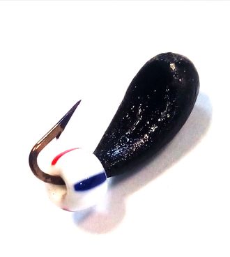 Мормышка свинцовая Уралка цвет черн с арбузиком крупным вес.1.85gr.16mm. d-5.5mm.