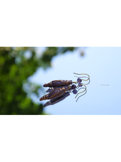 Тайна Восточной Колдуньи. Волшебный комплект украшений из холодного фарфора с натуральным аметистом