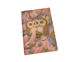 Обложка на паспорт с принтом "Розовые совы"
