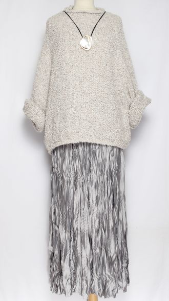 Юбка плотная шелковая "Жатая" серая, синяя р.46-54