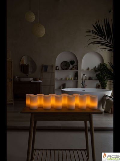 Набор LED свечей с парафиновыми плафонами (9,2*15см - 12шт), "Янтарный"