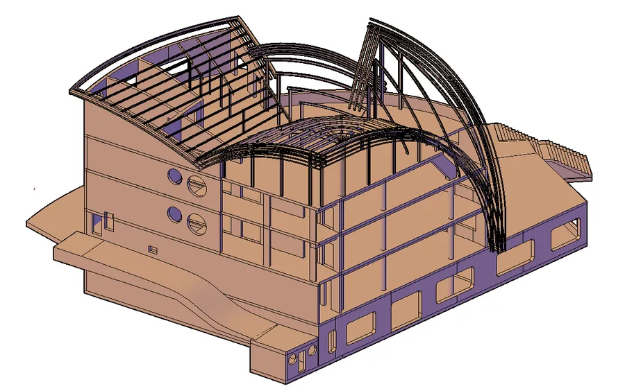 Модель здания яхт-клуба в Revit