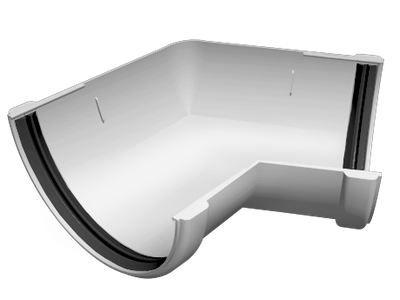 Угол желоба 135°. универсальный ПВХ Grand Line белый