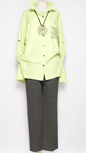 РУБАШКА ХЛОПОК "ТЕКСТЫ" салатовая 48,50,52,54,56