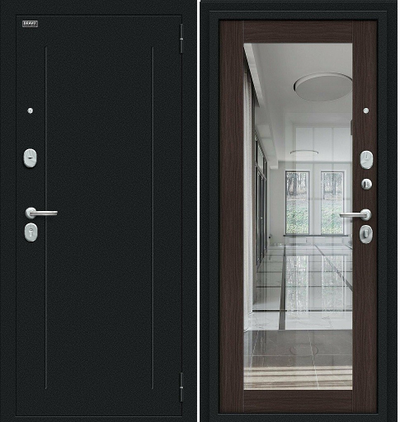 Дверь Входная  "Флэш"  Wenge Veralinga R/Букле черное