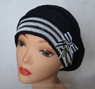 берет с бантиком и якорем черный