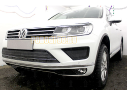 Защита радиатора Volkswagen Touareg II 2014-2018 black низ PREMIUM (кроме R-Line)