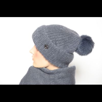 Шапка вязаная с отворотом Vizio Италия 6946 CRYO антрацитовая