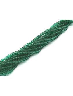 Бусины стеклянные граненные "Рондель", 2 мм, цвет насыщенный зеленый (340)