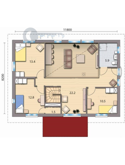 ДЖ-20 ЖИЛОЙ ДОМ: ГАБАРИТНЫЕ РАЗМЕРЫ: (12Х8М) 2 ЭТАЖА, ОБЩАЯ ПЛОЩАДЬ: 194М²