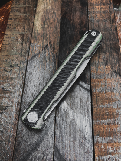 Складной нож Single EVO сталь ламинат Васильева, рукоять G10, цвет тайга