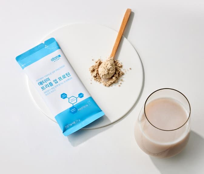 Пакет протеина Атоми Трипл-Ап с дозировкой 25 г, готовый к смешиванию с молоком или водой