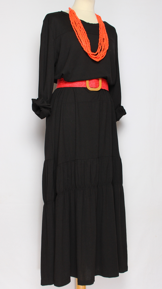 ПЛАТЬЕ "Оборка" ТРИКОТАЖНОЕ чёрное