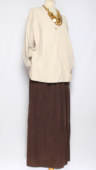 Рубашка вельветовая "СТОЙКА ПУГОВИЦЫ" св.бежевая р.46-52