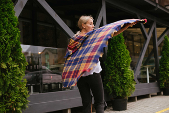 Платок клетка красный-синий