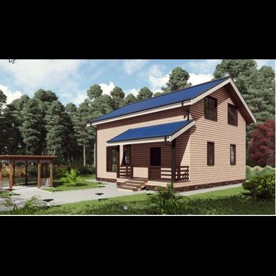 Двухэтажный каркасный дом с четырьмя спальнями 145м² (SK77)