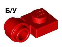 ! Б/У - Plate, Modified 1 x 1 with Light Attachment - Thick Ring, Red (4081b / 408121 / 4161412 / 4632572 / 6281994) - Б/У