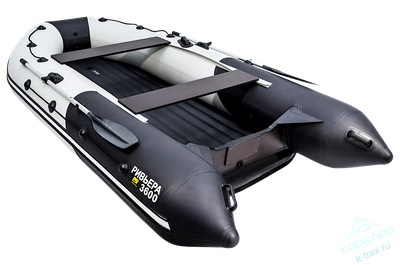 Лодка ПВХ Мастер Лодок Ривьера Килевое надувное дно 3600 "Комби" Св.Серый / Чёрный