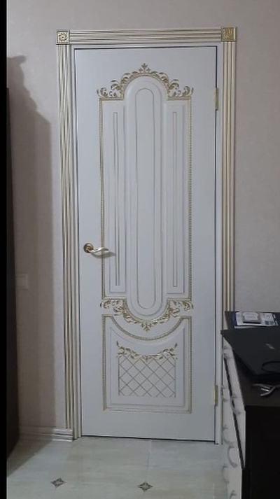 VFD. ALEXANDRIA/ POLAR PG 3D. АЛЕКСАНДРИЯ 3D/ БЕЛАЯ ЭМАЛЬ-ПАТИНА ЗОЛОТО. ПОЛОТНО ГЛУХОЕ