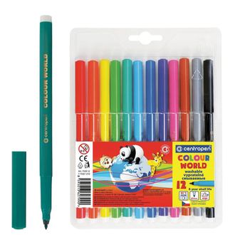 Фломастеры 12 ЦВЕТОВ CENTROPEN "Colour World", трехгранные, смываемые, 7550/12TP, 7 7550 1284, 10 наборов